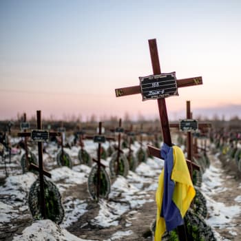 Hřbitov v ukrajinské Buče (únor 2023)