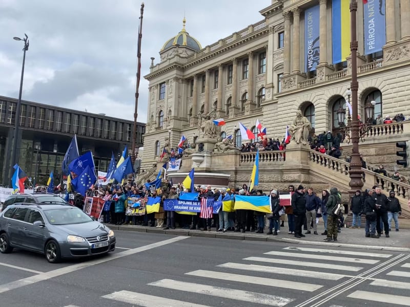 Demonstrace za Ukrajinu a EU
