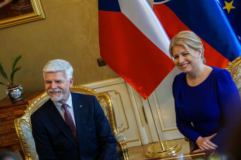 Petr Pavel a Zuzana Čaputová v prezidentském paláci v Bratislavě.