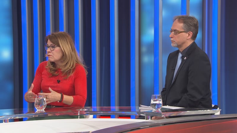 Poslanci Renata Zajíčková (ODS) a Zdeněk Kettner (SPD) v pořadu Zprávy plus na CNN Prima NEWS 