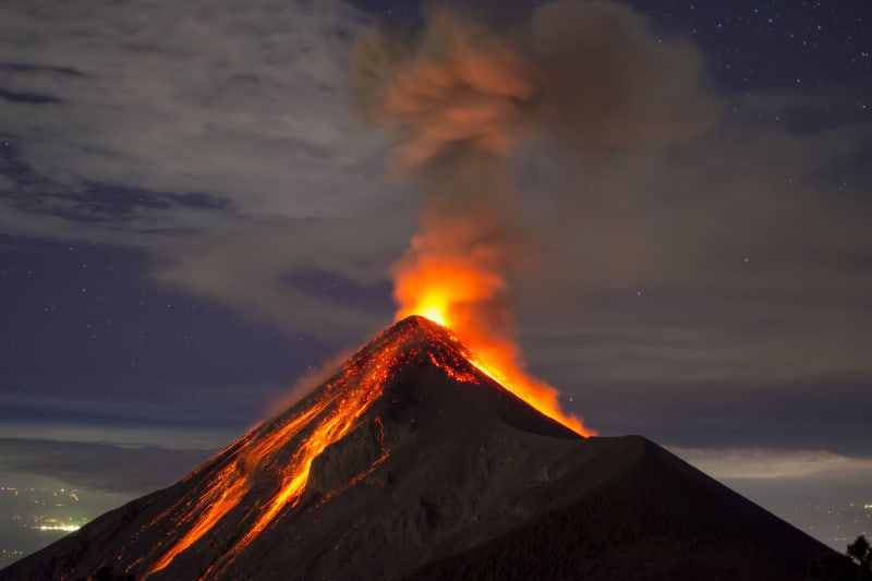 Sopka Fuego, Guatemala