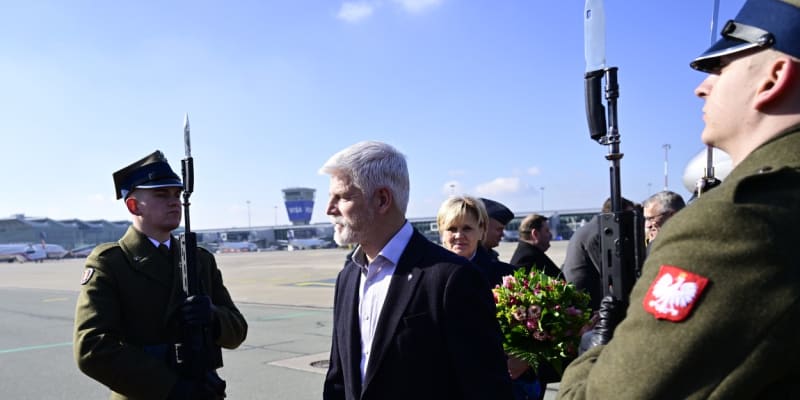 Prezident Petr Pavel na návštěvě Polska, kterou uskutečňuje na pozvání polského prezidenta Andrzeje Dudy, 16. března 2023.