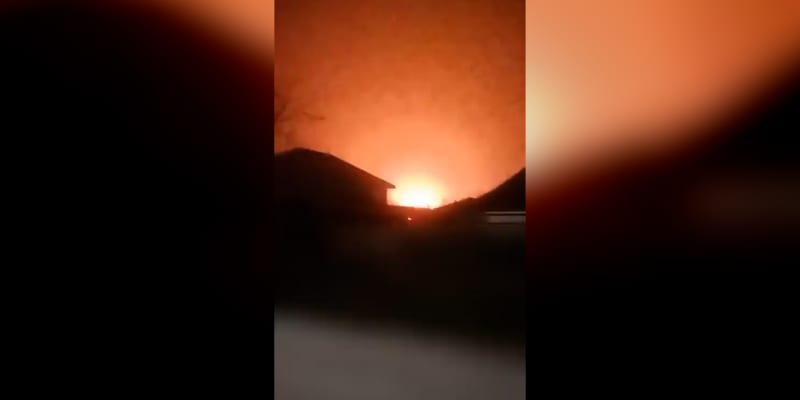 Záběry exploze v krymském městě Džankoj (20. 3. 2023)