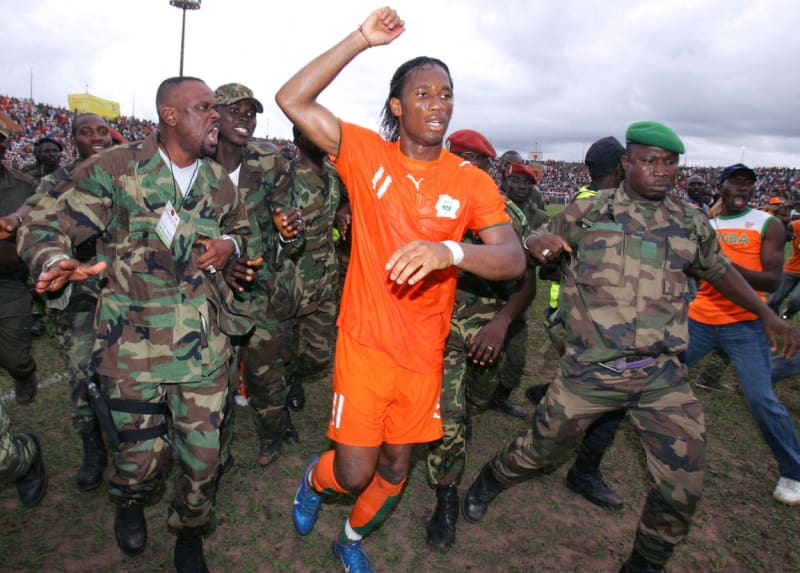 Fotografie pořízená po utkání Pobřeží Slonoviny s Madagaskarem
