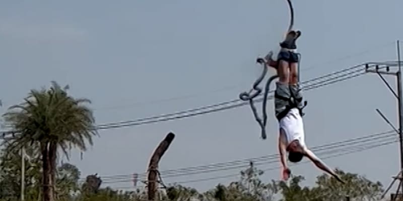 Záběry hrůzy na bungee jumpingu