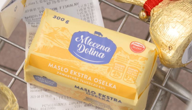Polské máslo stojí podobně jako to české v akci, ale je ho o 50 gramů více