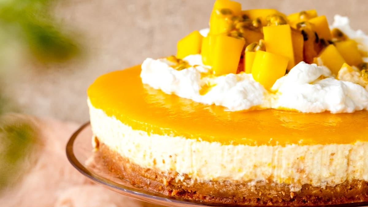 Pečený mango-marakujový cheesecake – podrobný recept krok za krokem
