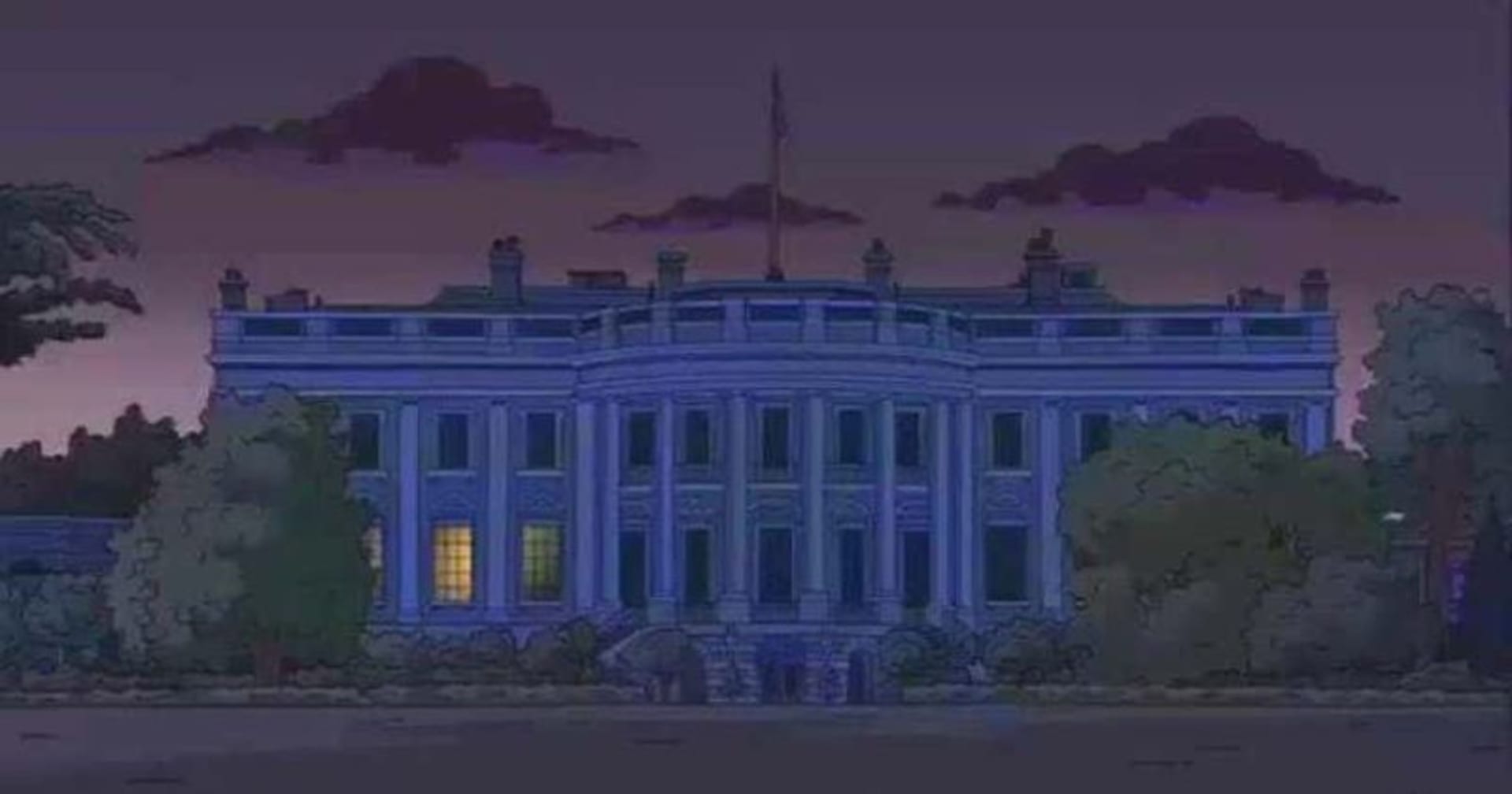 Zhasnutý Bílý dům v seriálu Simpsonovi