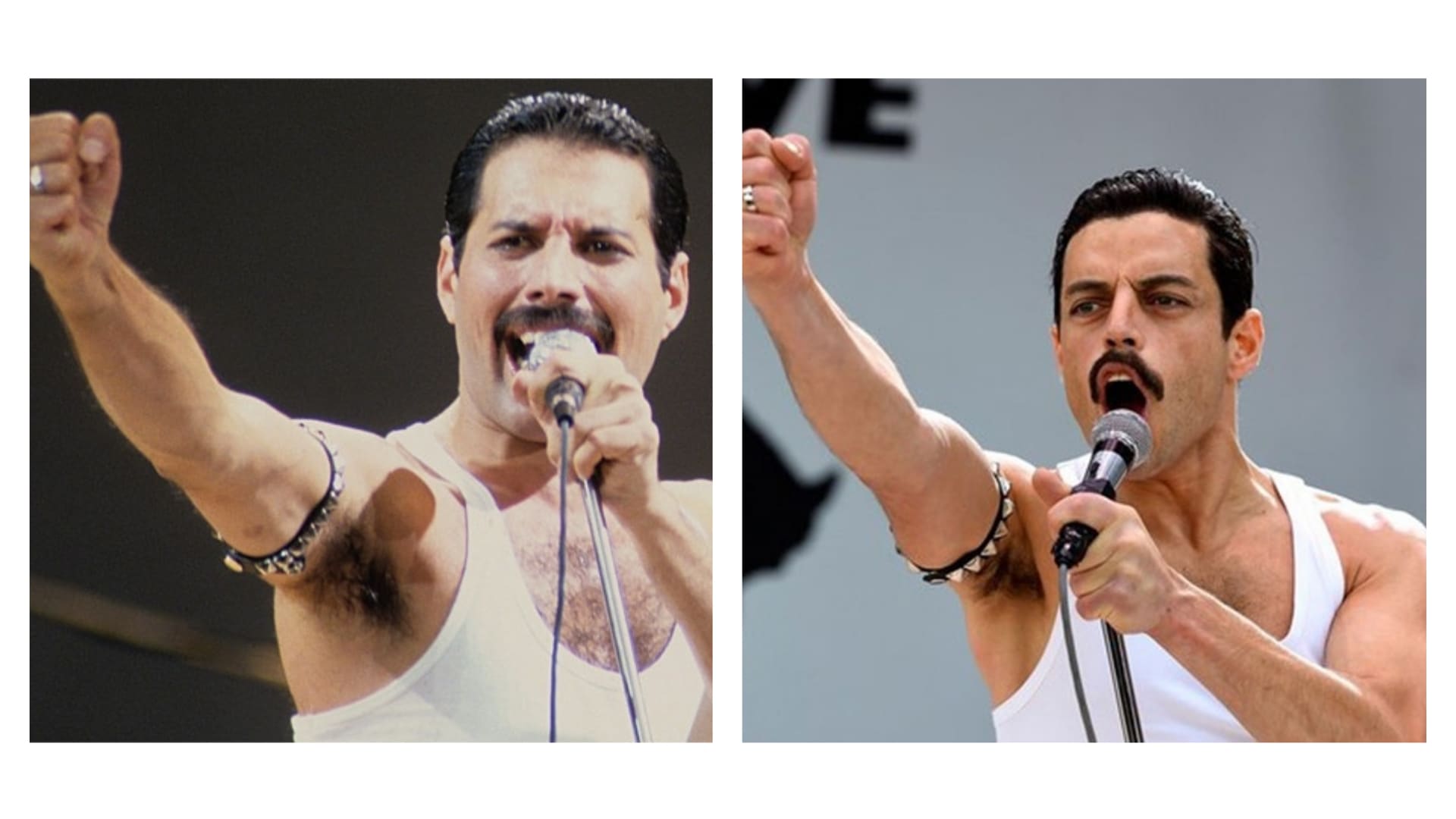 Srovnání skutečných záběrů Live Aid a filmové verze ze snímku Bohemian Rhapsody