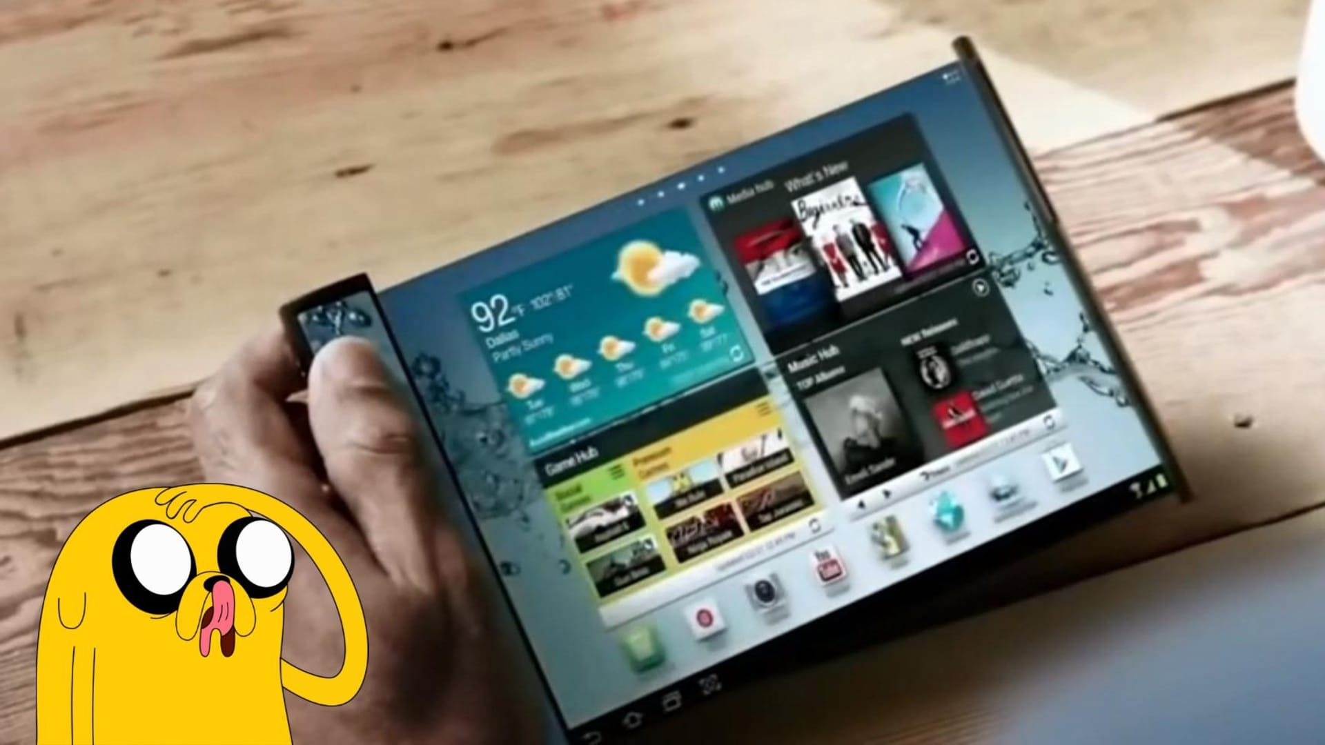 Představa, jak by měl ohebný telefon od Samsungu vypadat v rozloženém stavu