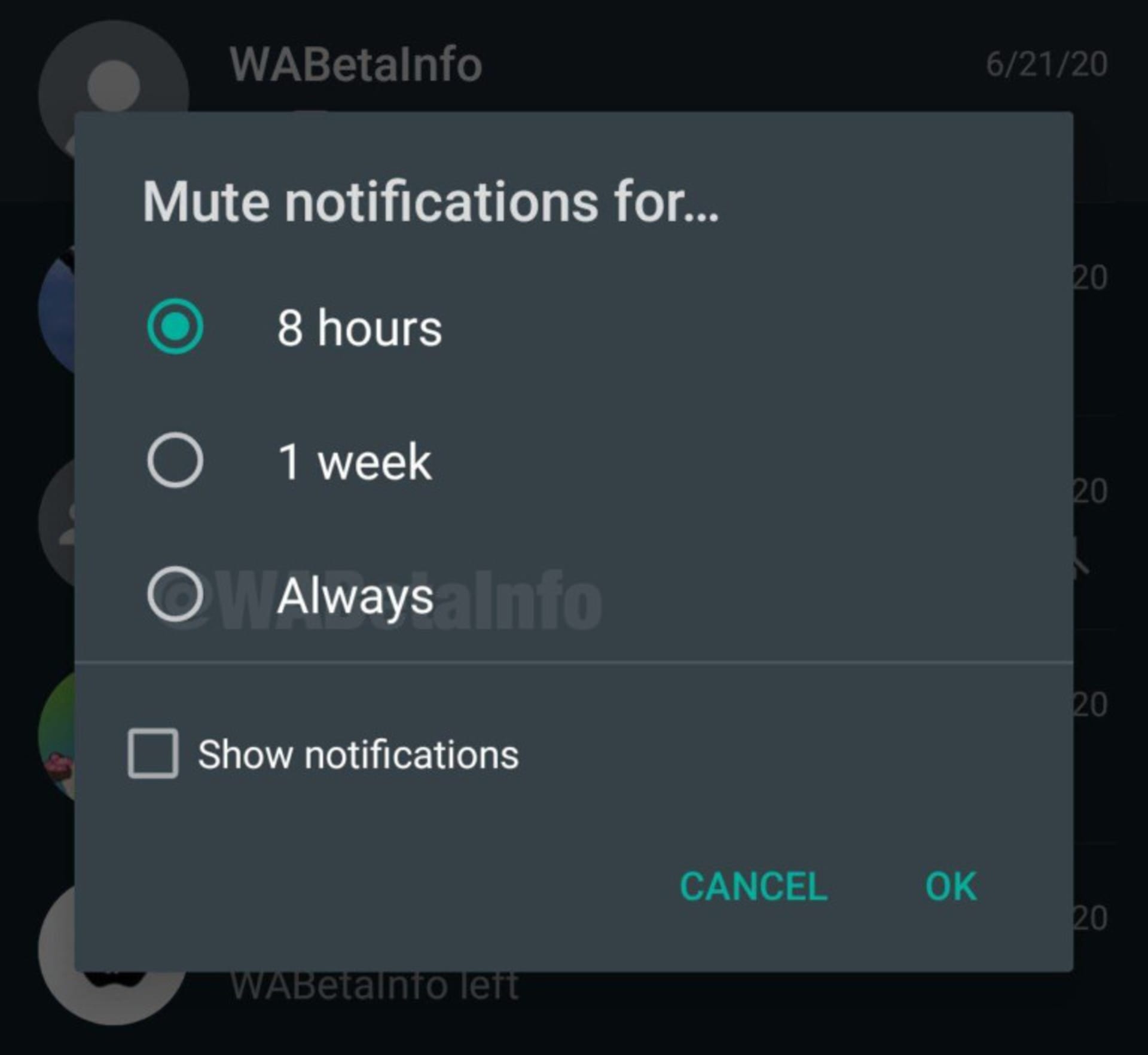 Nové možnosti ztišení konverzací ve WhatsAppu