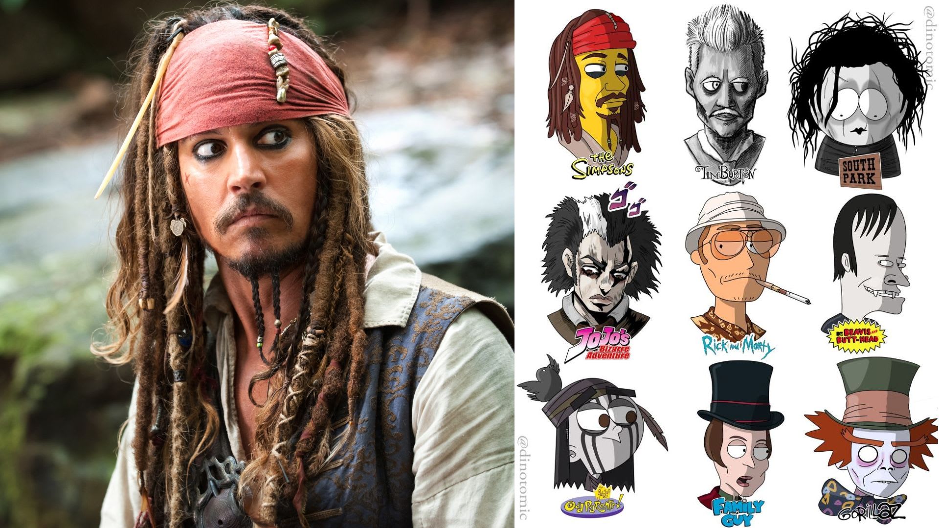 Johnny Depp jako různé animované postavičky