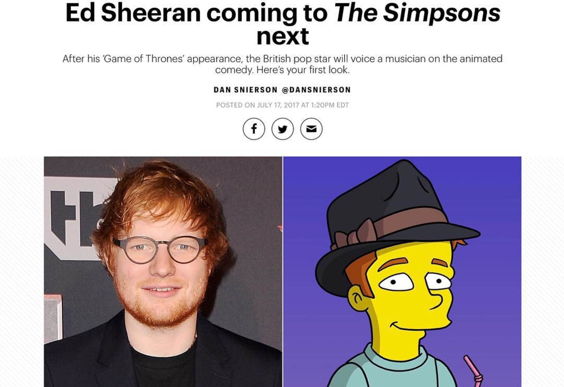 Ed Sheeran si zahraje v Simpsonových
