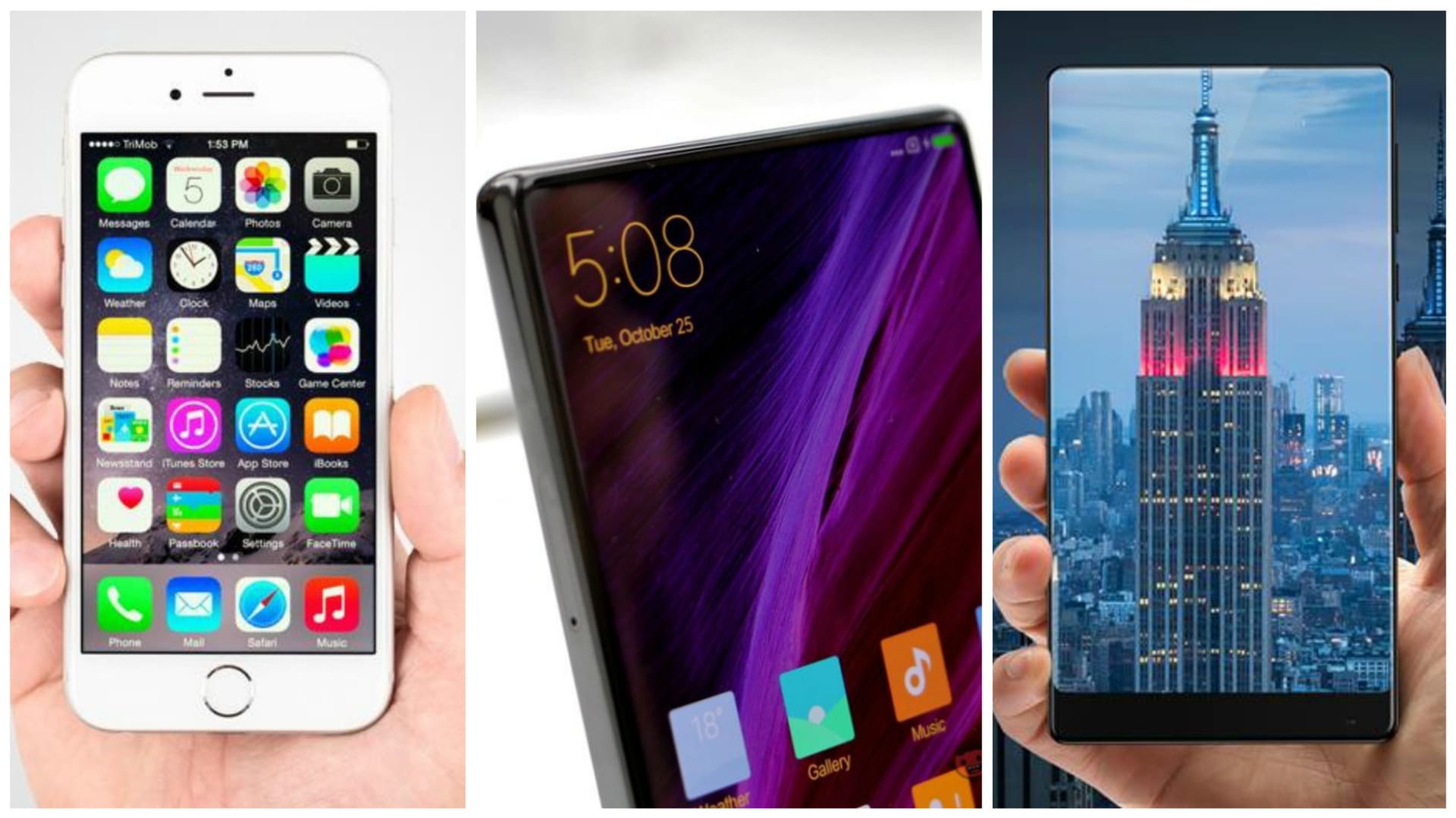 Xiaomi Mi Mix se chlubí displejem, který zabírá takřka celé čelo telefonu.