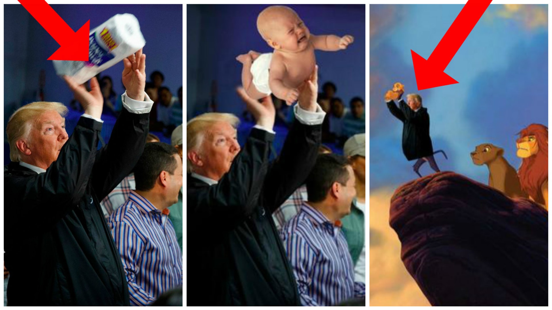 Trump házící papírové utěrky - další podivnost, která dala vzniknout memu