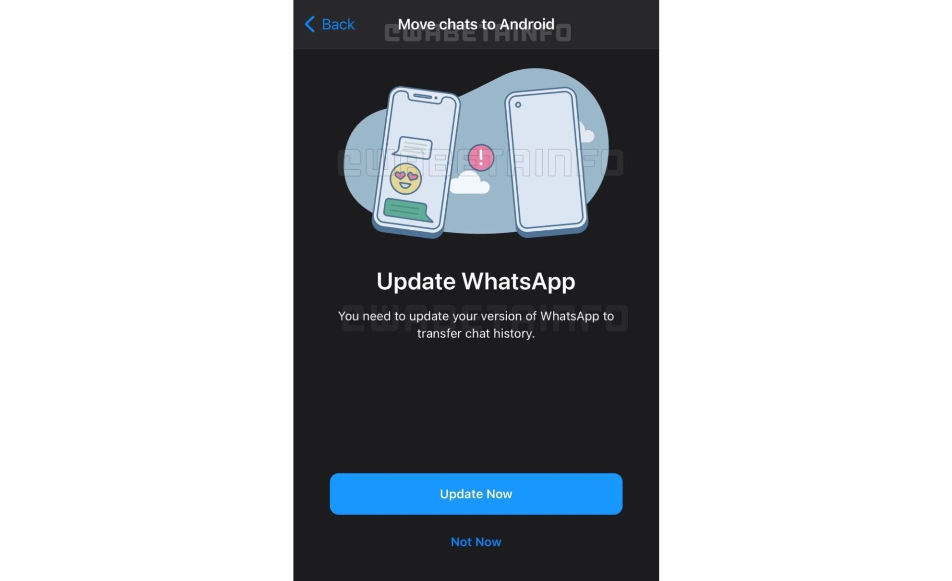 Pro převedení dat z cloudu bude potřeba nejnovější verzi WhatsAppu
