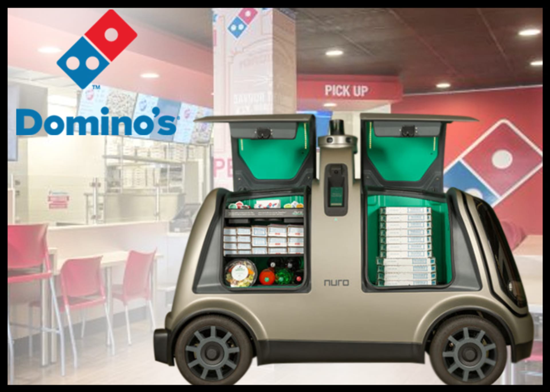 Nuro vozítko v úpravě pro Domino's Pizza
