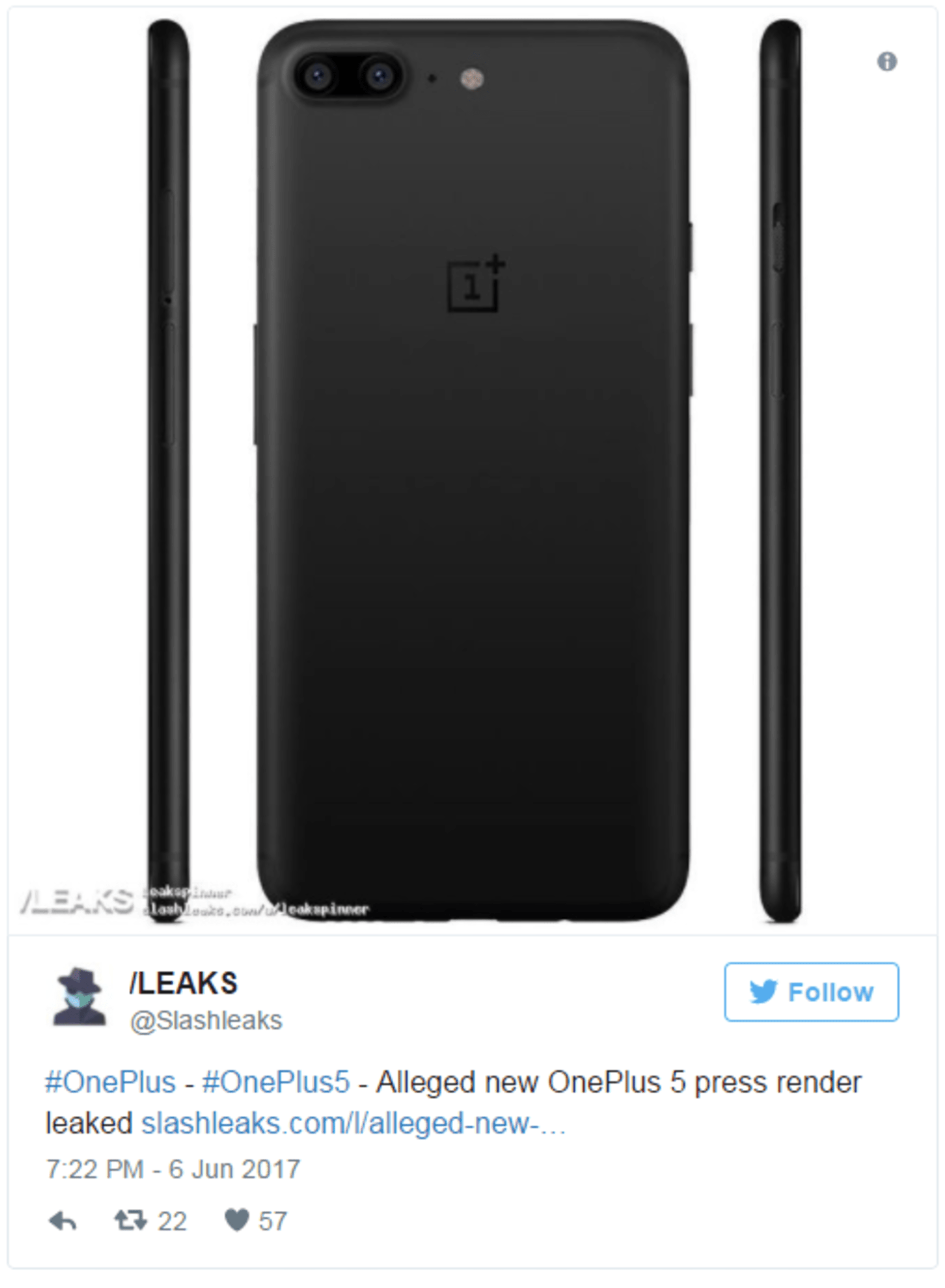 Uniklý oficiální snímek telefonu OnePlus 5