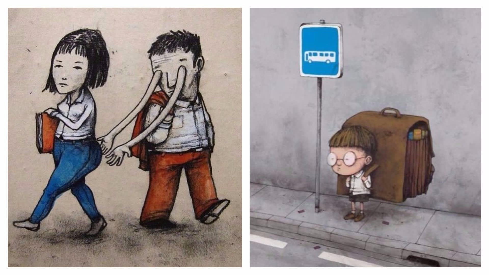 Kruté ilustrace francouzského pouličního umělce Drana