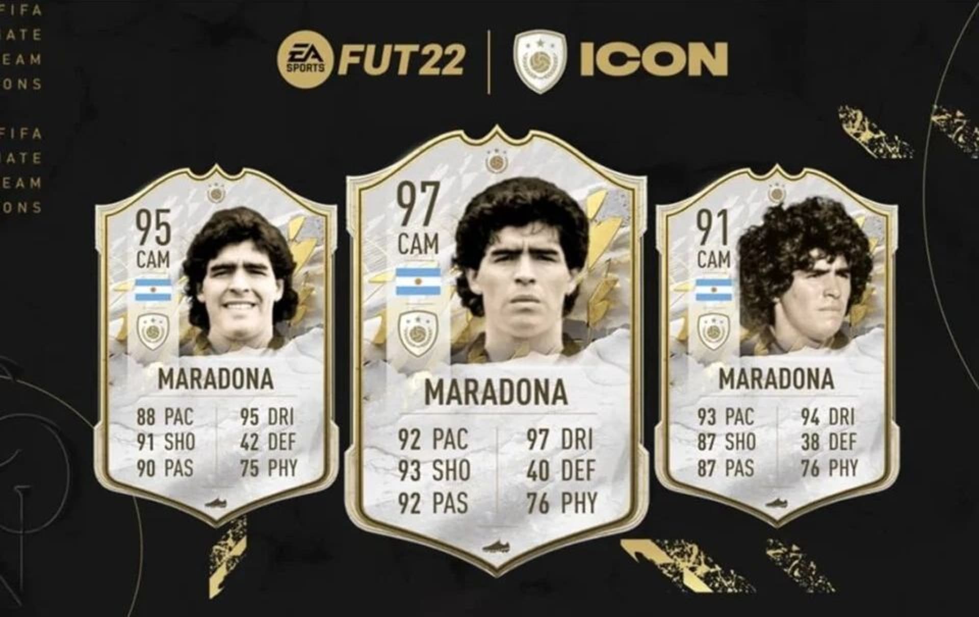 Různé podoby Maradony ve hře FIFA 22