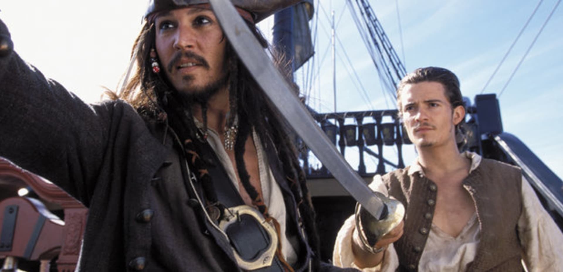 Piráti z Karibiku Johnny Depp a Orlando Bloom