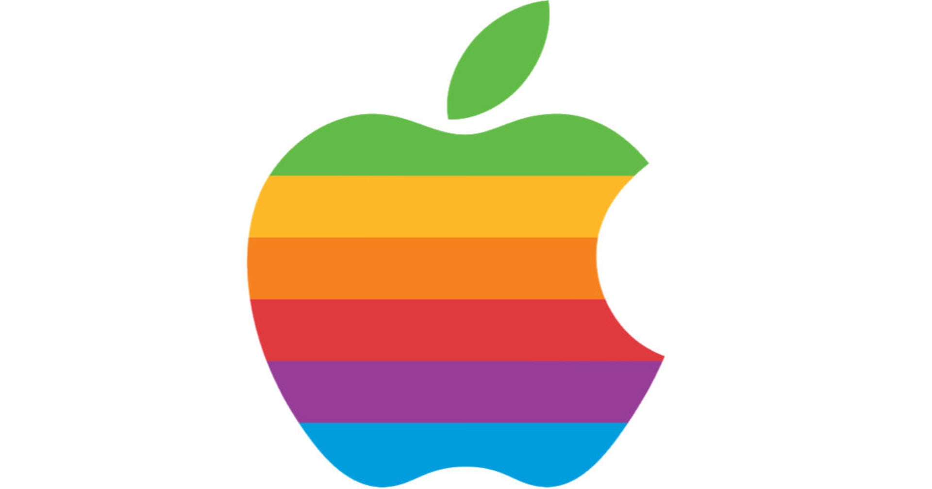 Staré duhové logo firmy Apple, k němuž odkazuje pódium uprostřed Apple Parku