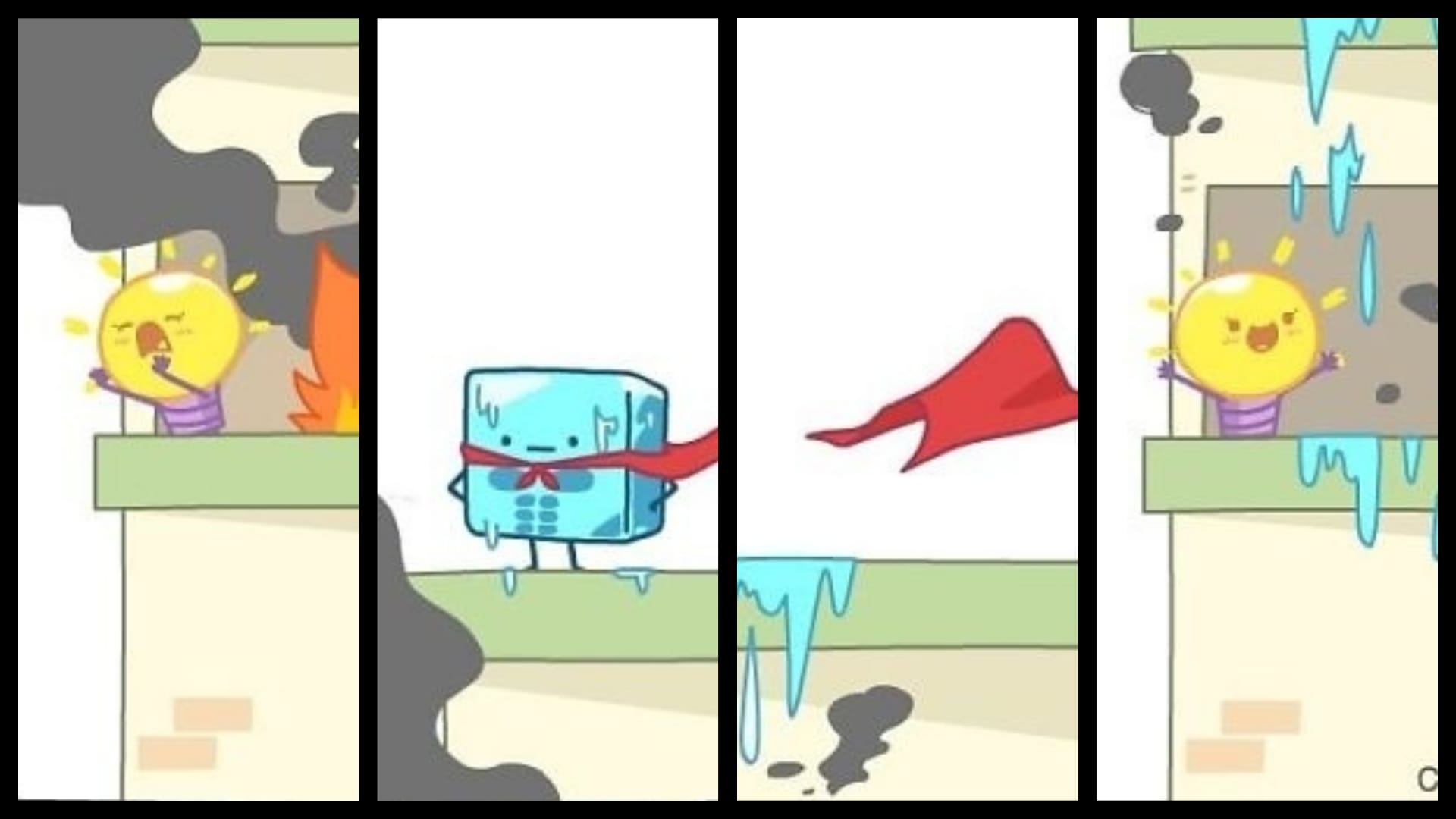 Vtipný komiks o kostce ledu