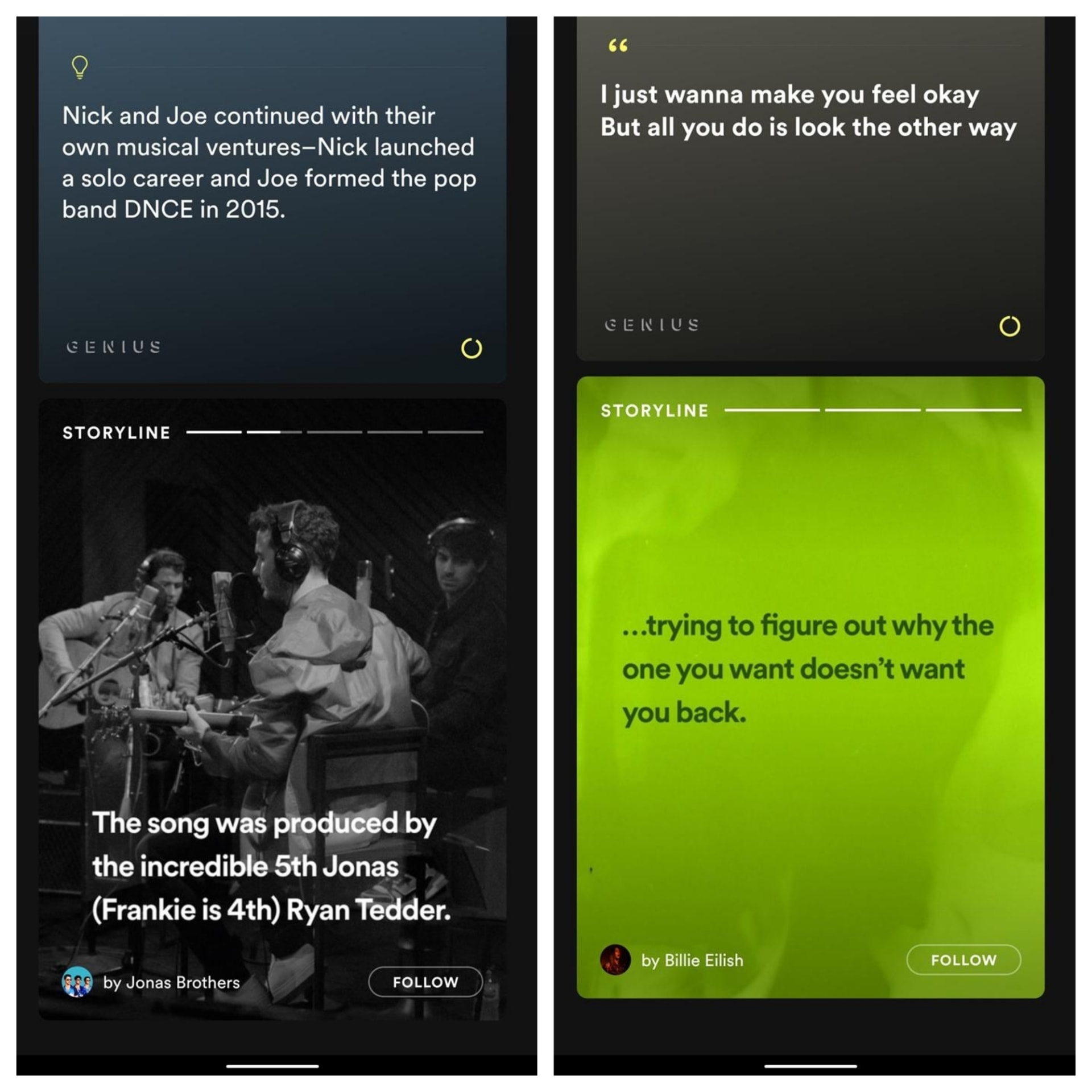 Náhled funkce Storyline ve Spotify