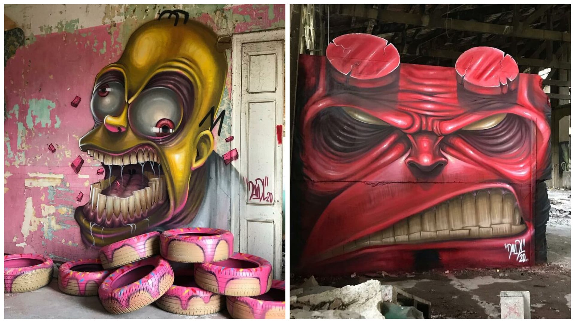 Slavné postavy jako děsivý street art