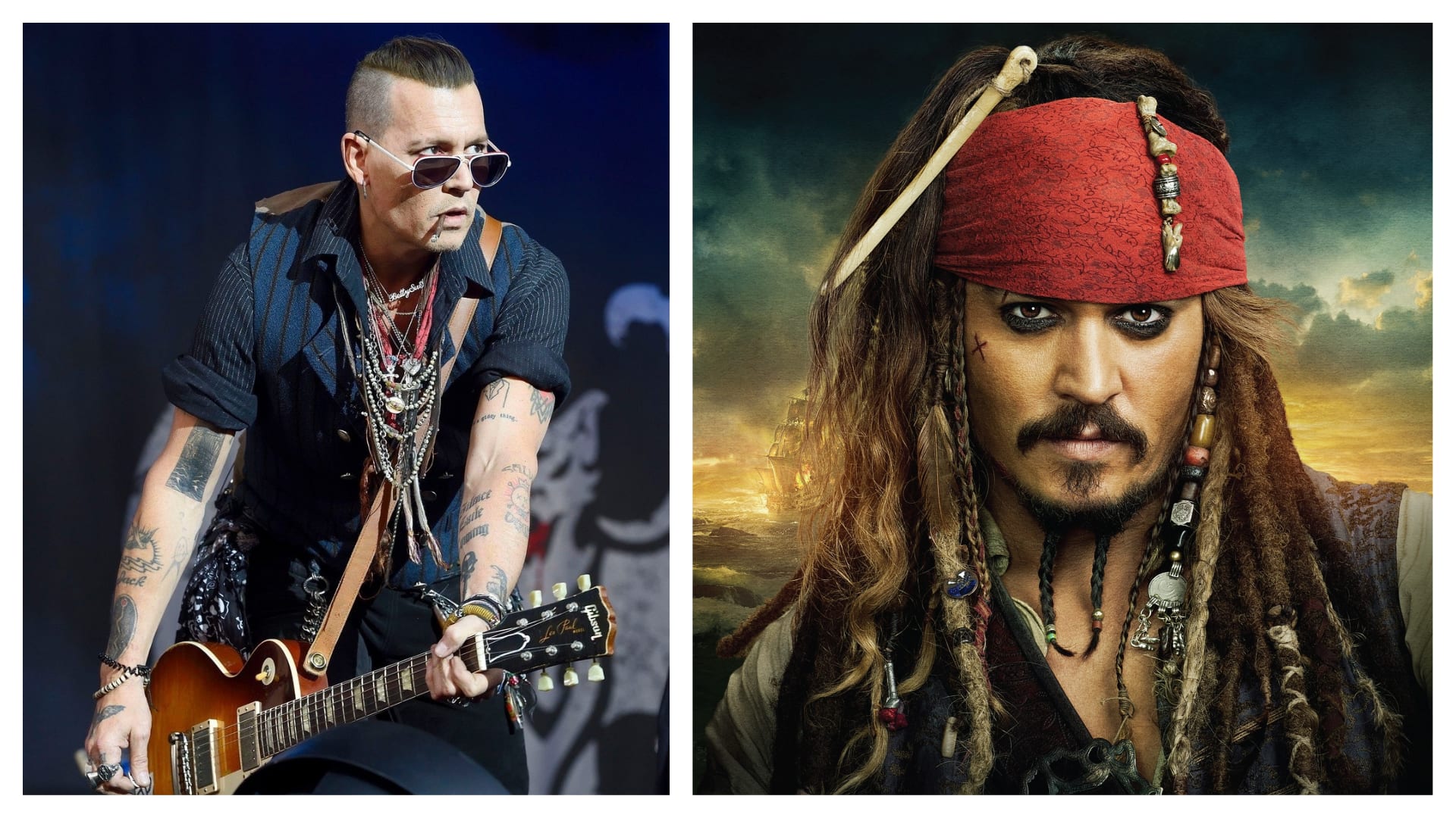 Johnny Depp při vystoupení s kapelou Hollywood Vampires