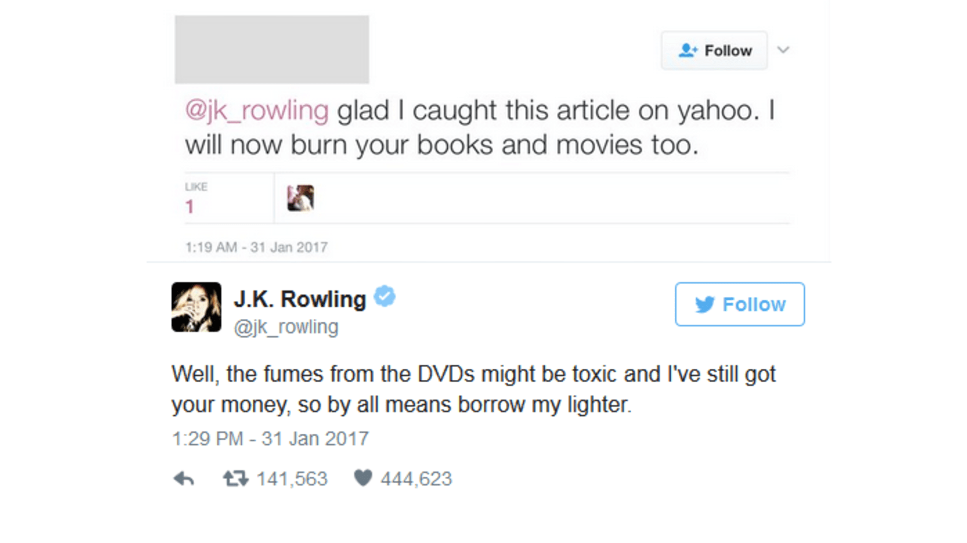 Twitterový troll vs. J. K. Rowlingová