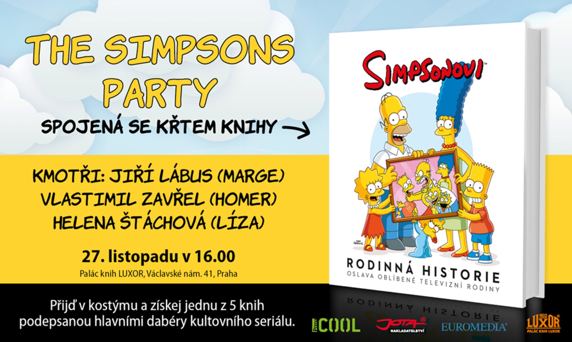 Simpsonovi - pozvánka na křest knihy Rodinná historie