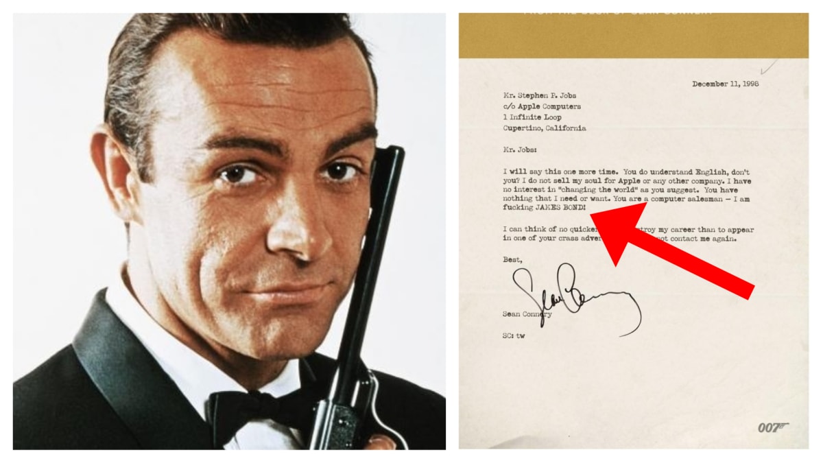 Dopis Seana Conneryho k rukám Steva Jobse