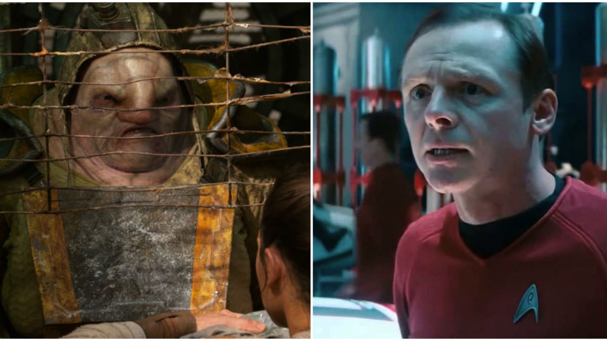 Simon Pegg jako Unkar Plutt ve Star Wars: Síla se probouzí