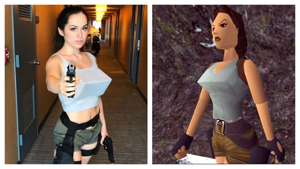 Retro Lara Croft cosplay
