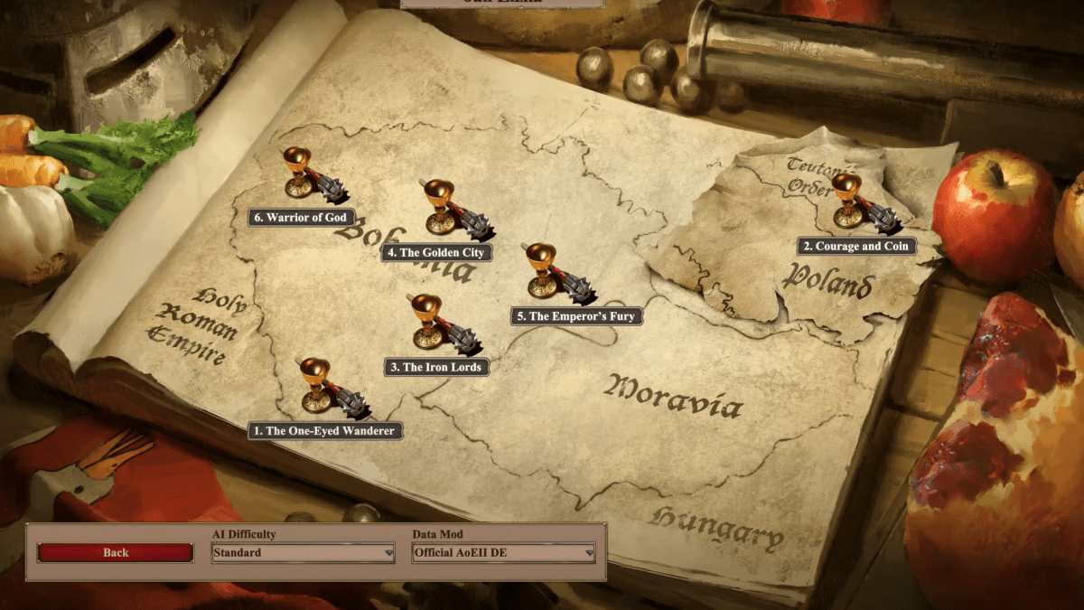 Mapa české kampaně v Age of Empires II: Definitive Edition