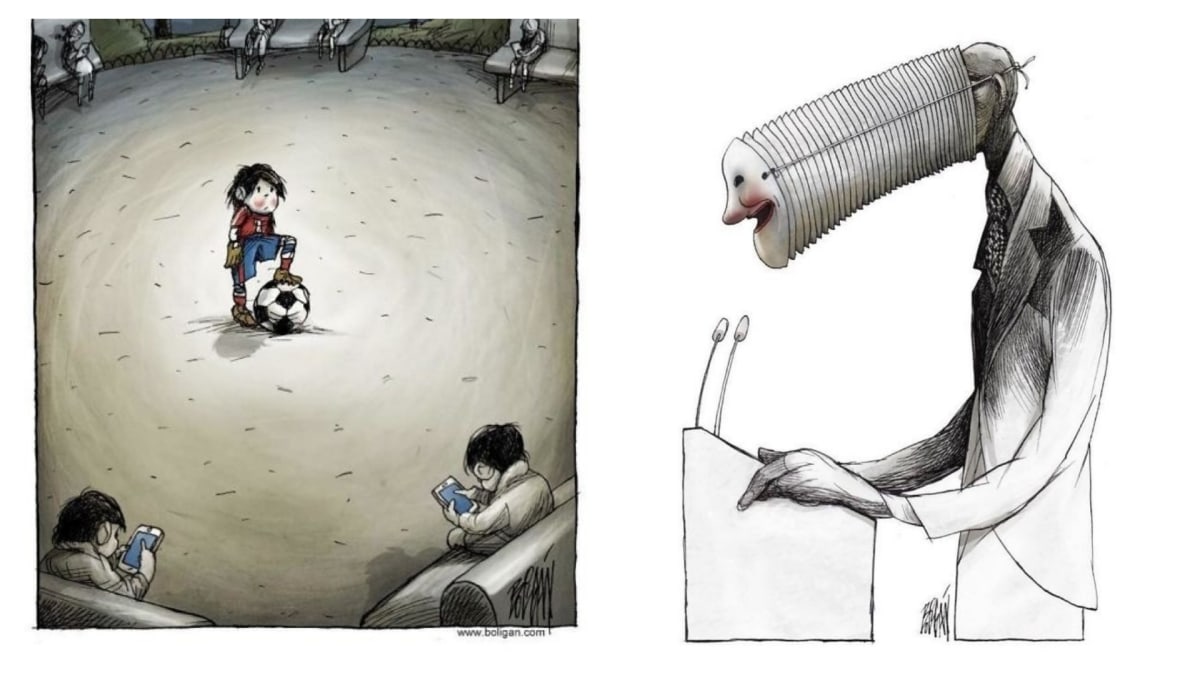 Satirické ilustrace od Angela Boligána