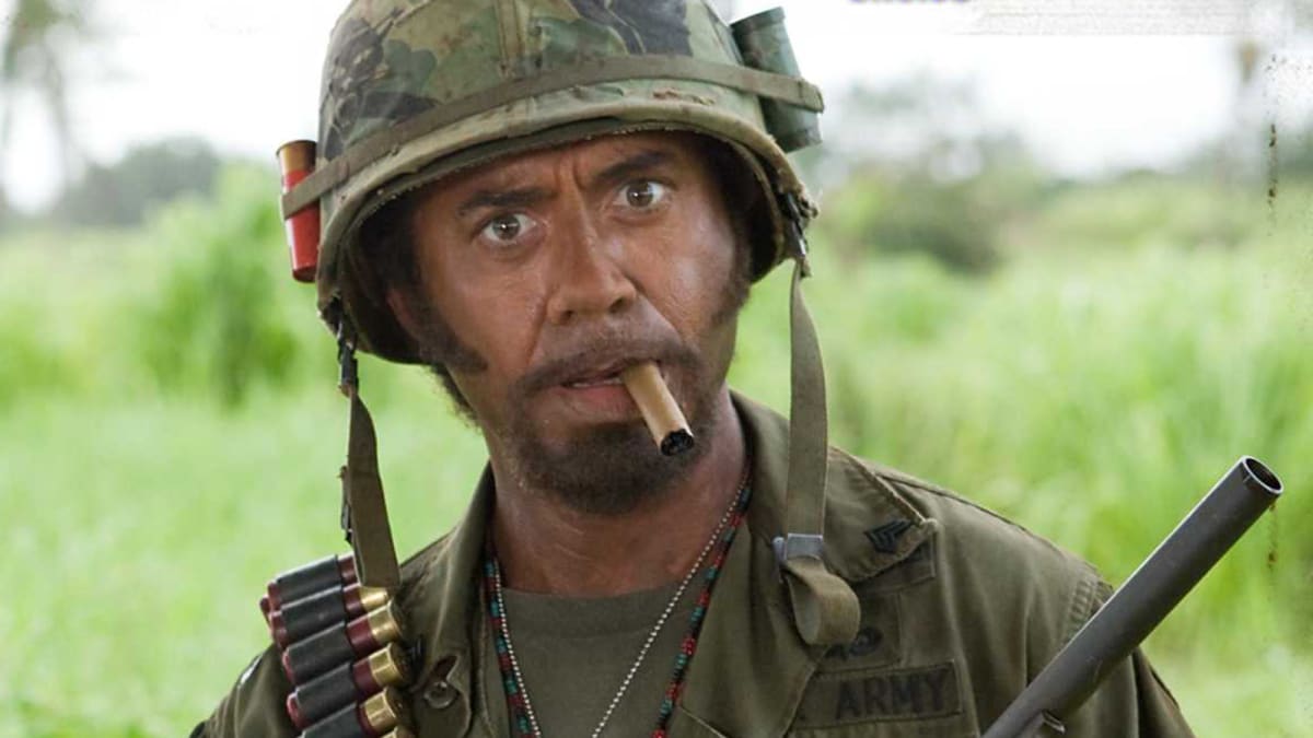 Roberd Downey Jr. hrál ve filmu Tropická bouře černocha