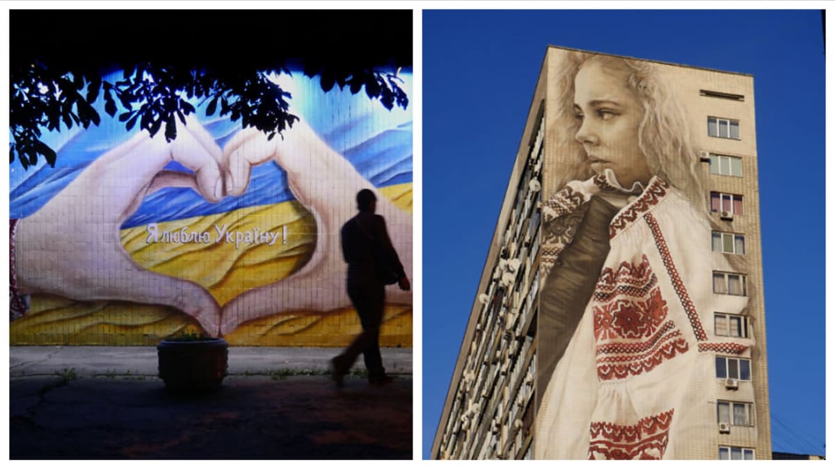Ukrajinský street art oslavující svobodu a nezávislost