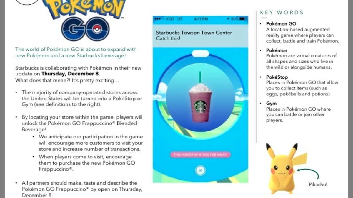 Pokémon GO kampaň ve Starbucks