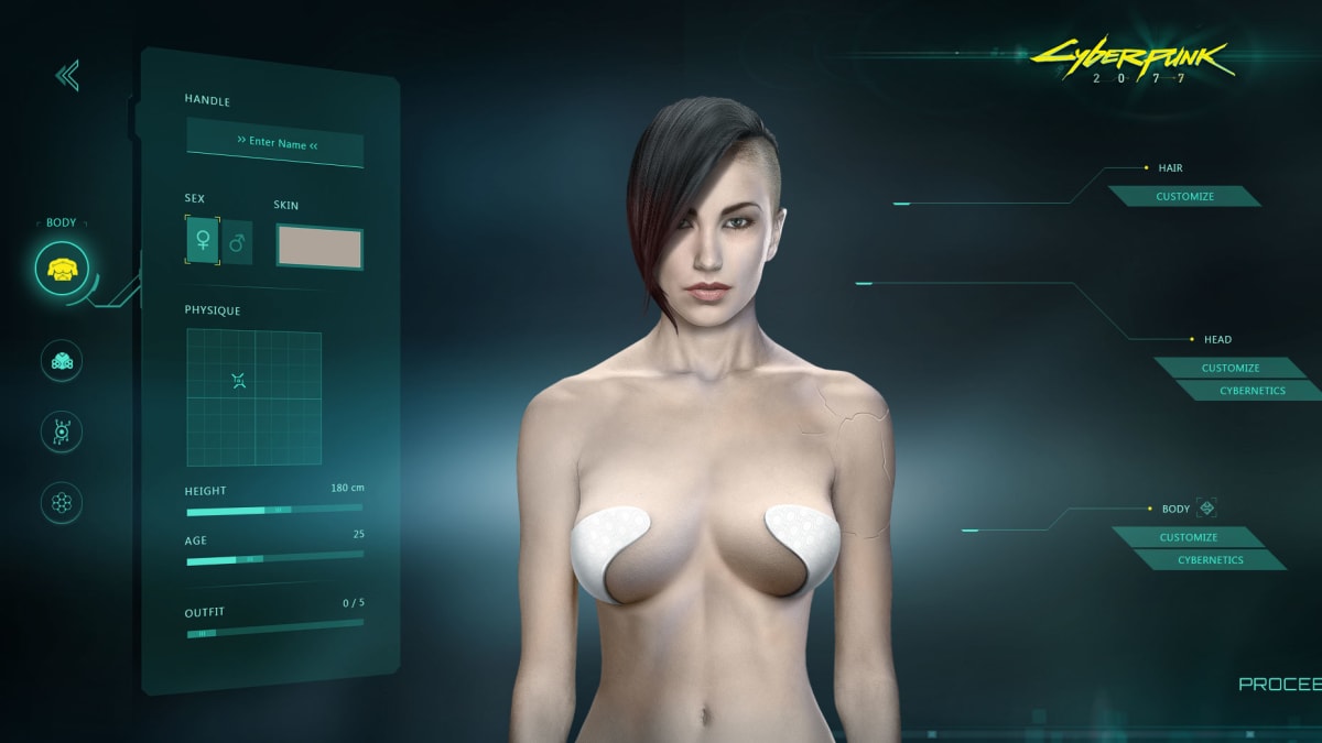 Tvorba postavy ve hře Cyberpunk 2077
