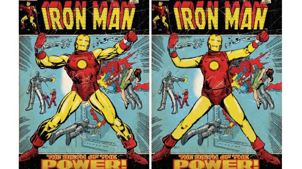 Iron Man originální a Iron-man s normálním tělem