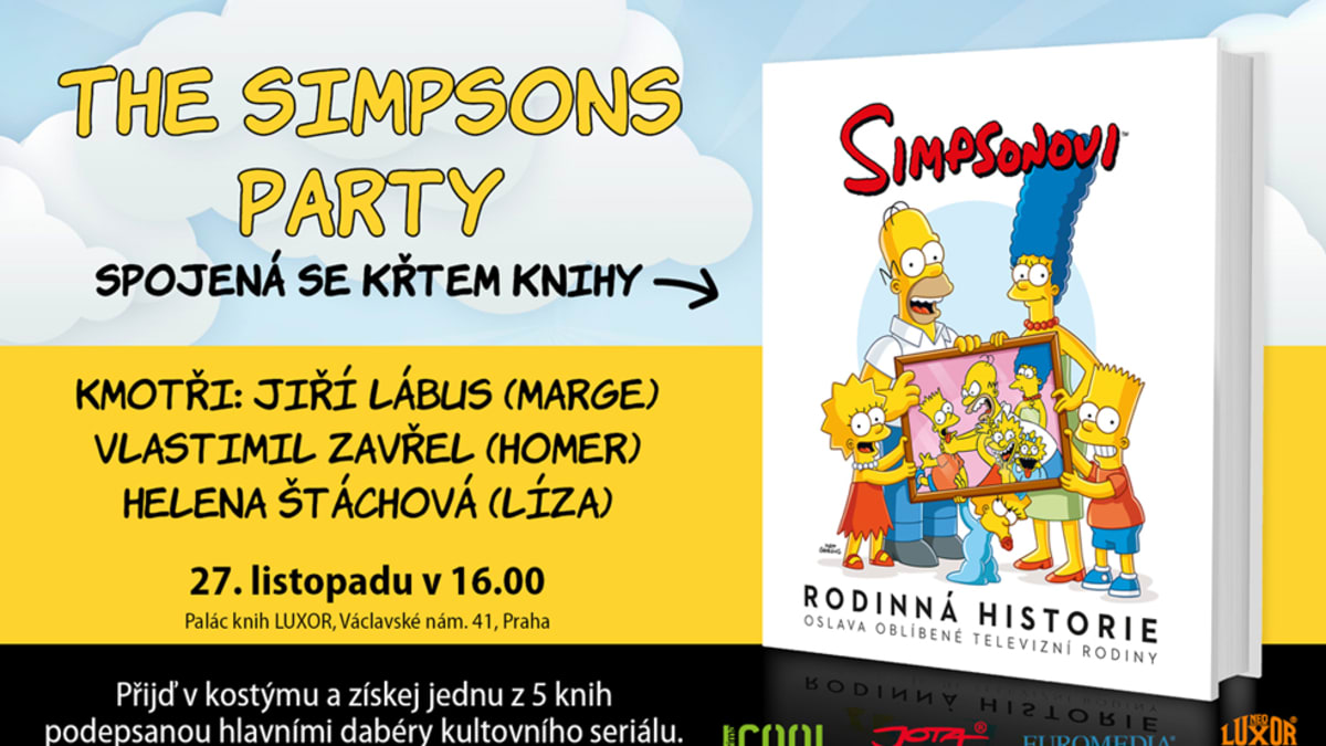 Simpsonovi - pozvánka na křest knihy Rodinná historie