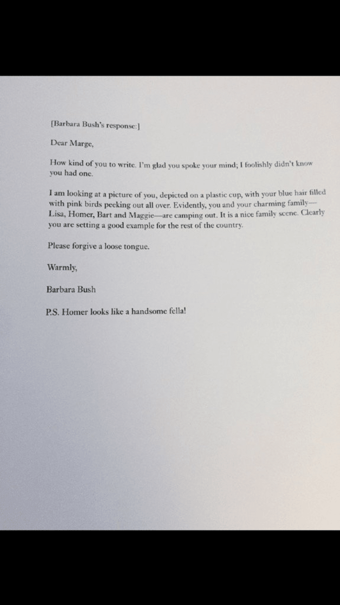 Dopis Barbary Bush tvůrcům Simpsonů