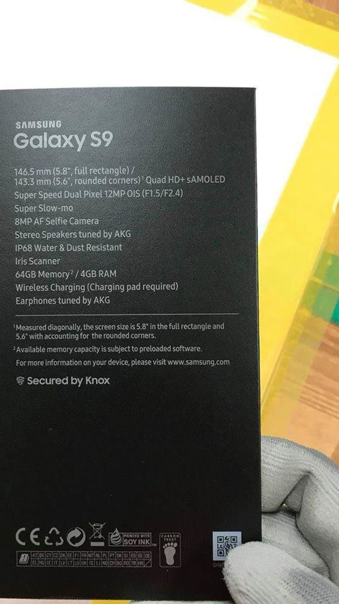 Snímek obalu Samsungu Galaxy S9, který unikl na internet