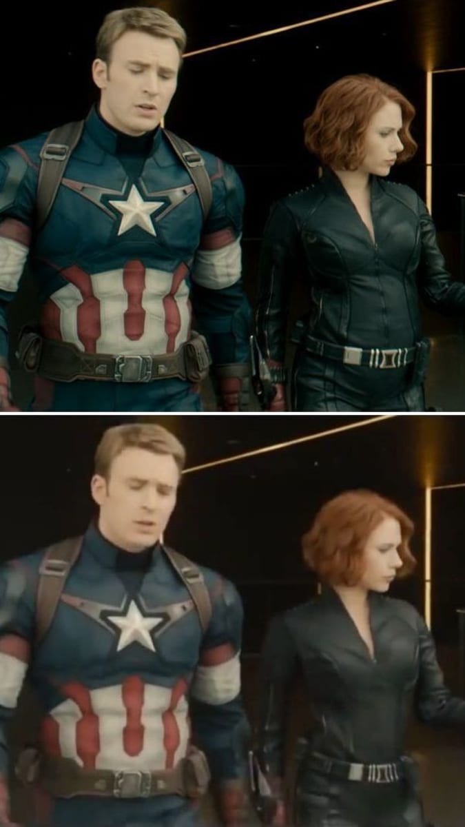 Srovnání - Black Widow na place a ve filmu