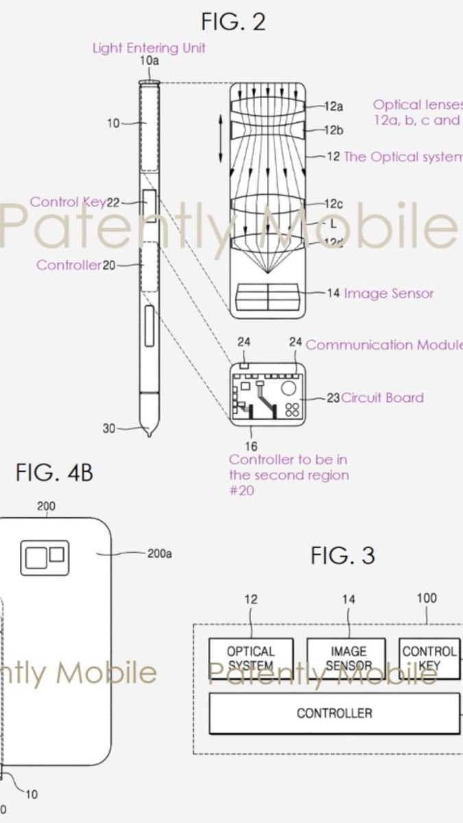 Patent Samsungu na zabudování foťáku do stylusu