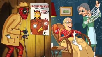12 vtipných ilustrací, které ukazují slavné superhrdiny v důchodu