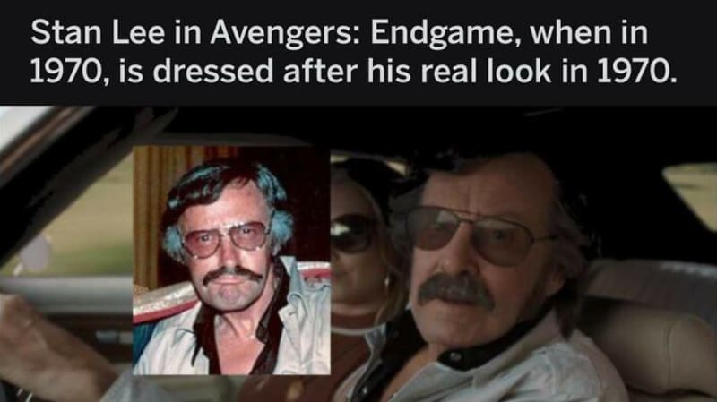 Stan Lee je v sedmdesátkové scéně filmu Avengers: Endgame oblečený do ohozu, co skutečně nosíval v sedmdesátkách