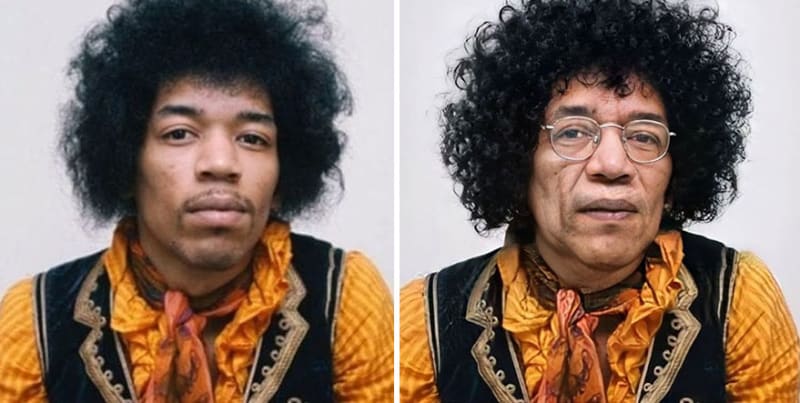 Jimi Hendrix - zemřel 1970, letos by mu bylo 79 let